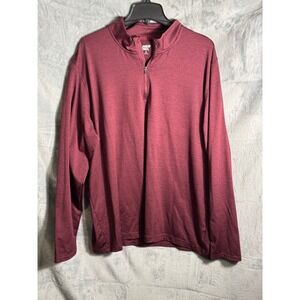 Lands End Mens Quarter Zip Long Sleeve Pullover Shirt XL‎ Burgundy Athletic Fit